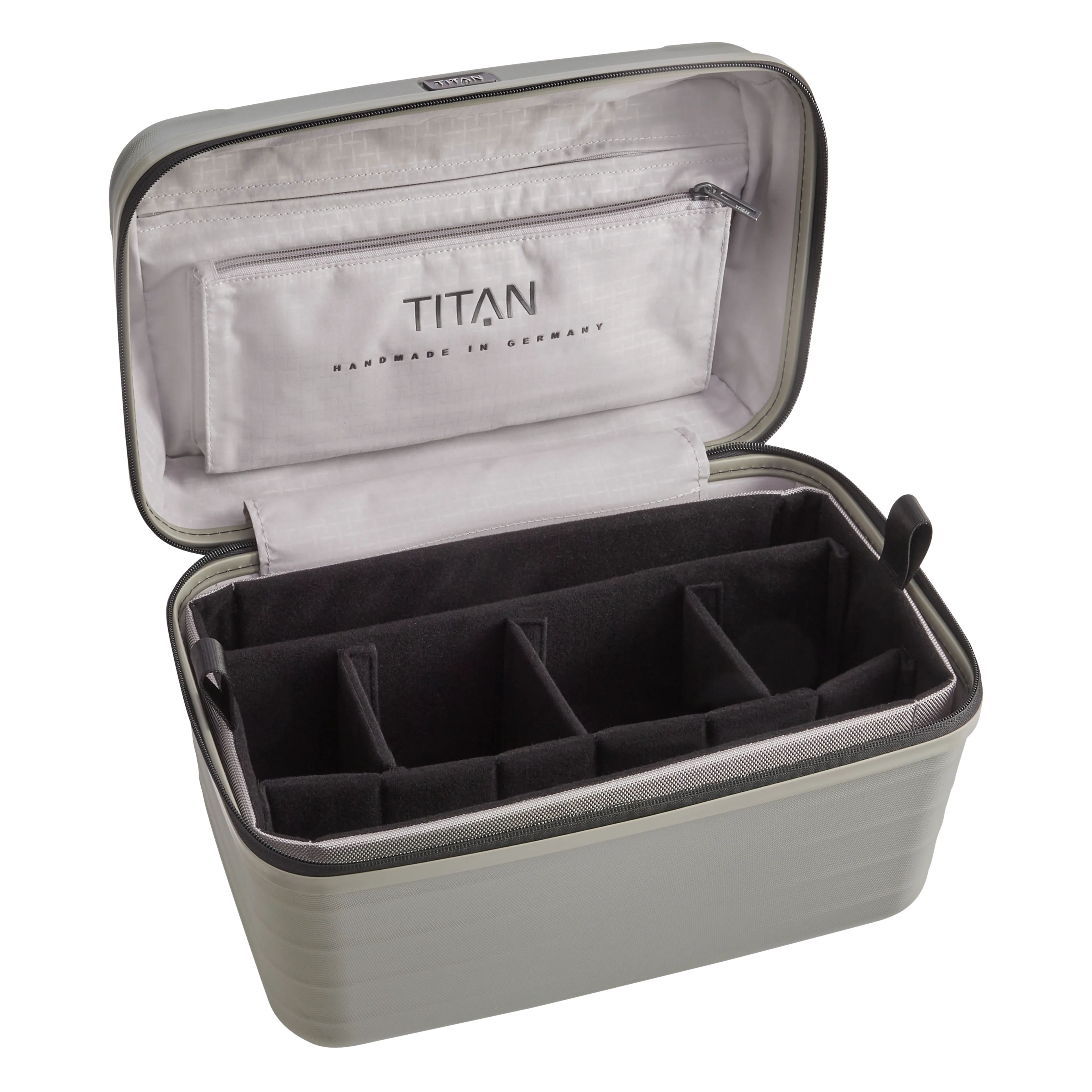 Ein TITAN Beautycase/Kosmetikkoffer der Serie LITRON Innenansicht in champagner 